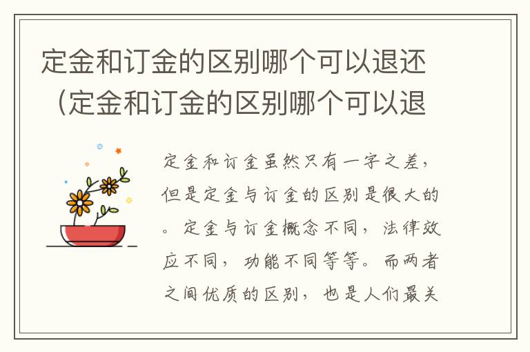 定金和订金的区别哪个可以退还（定金和订金的区别哪个可以退还呢）