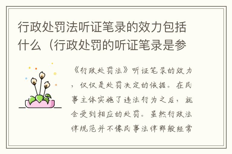 行政处罚法听证笔录的效力包括什么（行政处罚的听证笔录是参考吗）
