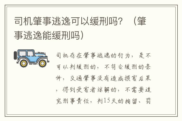 司机肇事逃逸可以缓刑吗？（肇事逃逸能缓刑吗）