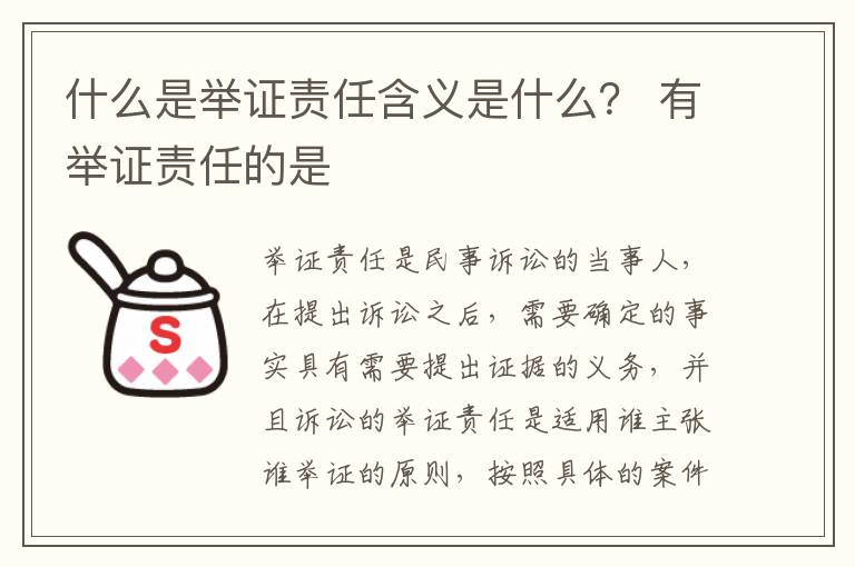 什么是举证责任含义是什么？ 有举证责任的是