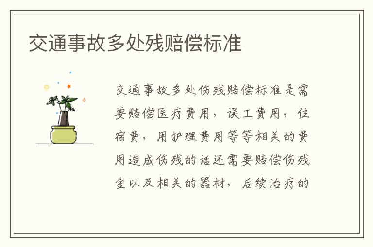 交通事故多处残赔偿标准