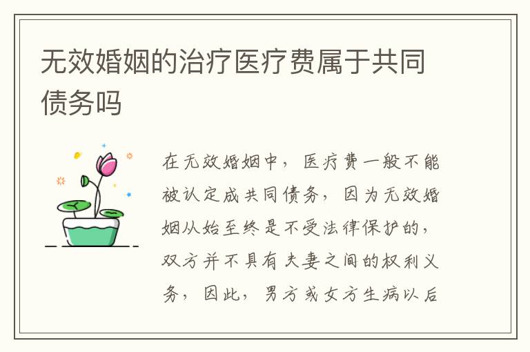 无效婚姻的治疗医疗费属于共同债务吗