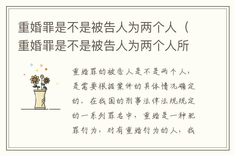 重婚罪是不是被告人为两个人（重婚罪是不是被告人为两个人所得）