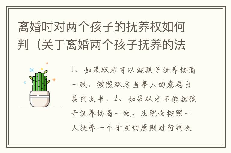 离婚时对两个孩子的抚养权如何判（关于离婚两个孩子抚养的法律规定）