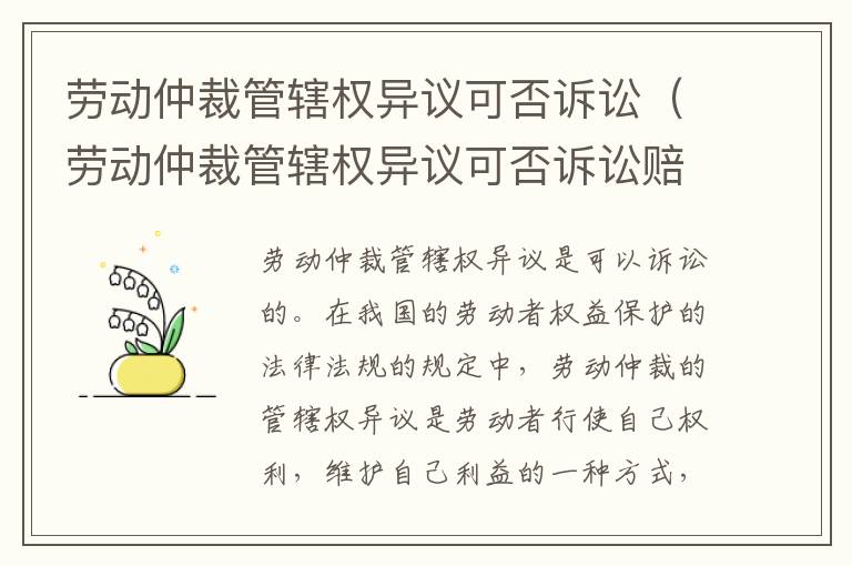 劳动仲裁管辖权异议可否诉讼（劳动仲裁管辖权异议可否诉讼赔偿）
