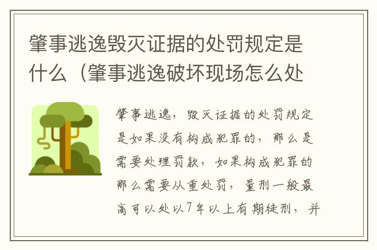 肇事逃逸毁灭证据的处罚规定是什么（肇事逃逸破坏现场怎么处理）