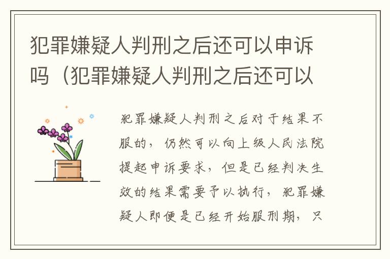 犯罪嫌疑人判刑之后还可以申诉吗（犯罪嫌疑人判刑之后还可以申诉吗怎么办）