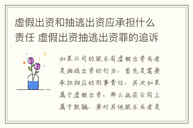 虚假出资和抽逃出资应承担什么责任 虚假出资抽逃出资罪的追诉标准
