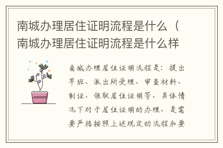 南城办理居住证明流程是什么（南城办理居住证明流程是什么样的）