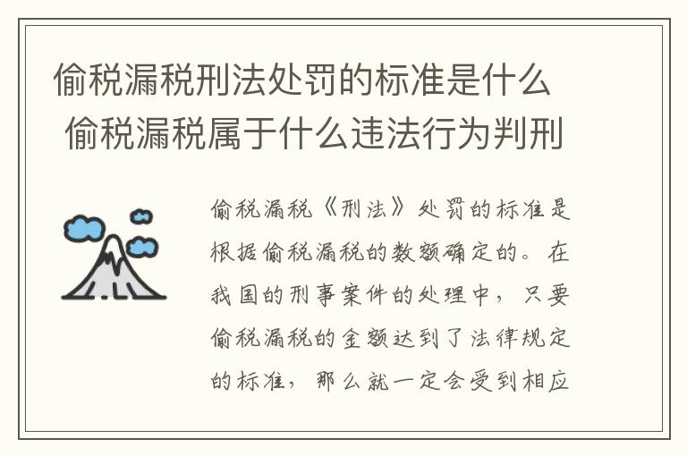 偷税漏税刑法处罚的标准是什么 偷税漏税属于什么违法行为判刑几年