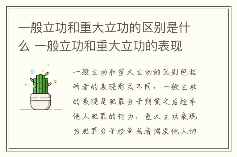 一般立功和重大立功的区别是什么 一般立功和重大立功的表现