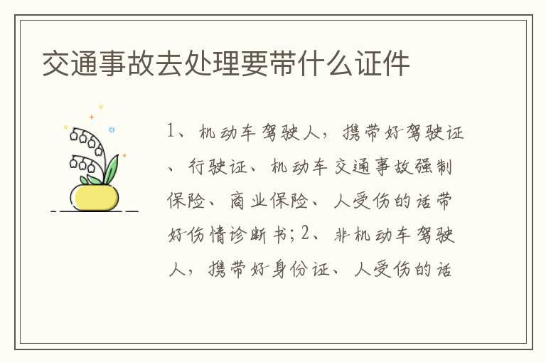 交通事故去处理要带什么证件