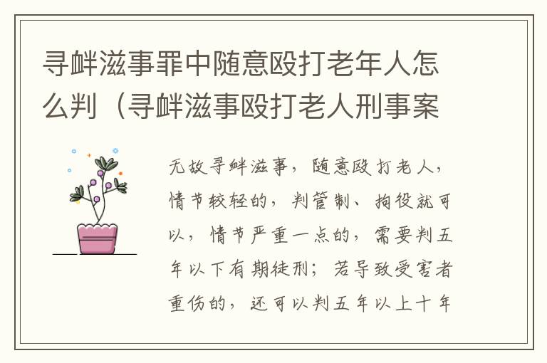 寻衅滋事罪中随意殴打老年人怎么判（寻衅滋事殴打老人刑事案件）
