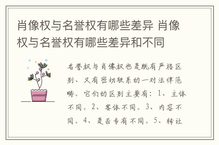 肖像权与名誉权有哪些差异 肖像权与名誉权有哪些差异和不同