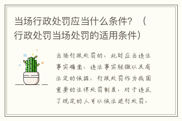 当场行政处罚应当什么条件？（行政处罚当场处罚的适用条件）