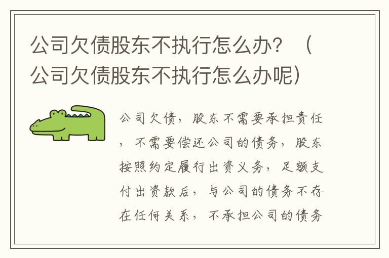 公司欠债股东不执行怎么办？（公司欠债股东不执行怎么办呢）