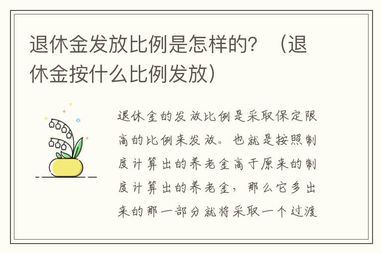 退休金发放比例是怎样的？（退休金按什么比例发放）
