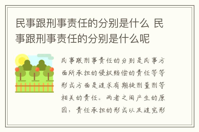 民事跟刑事责任的分别是什么 民事跟刑事责任的分别是什么呢