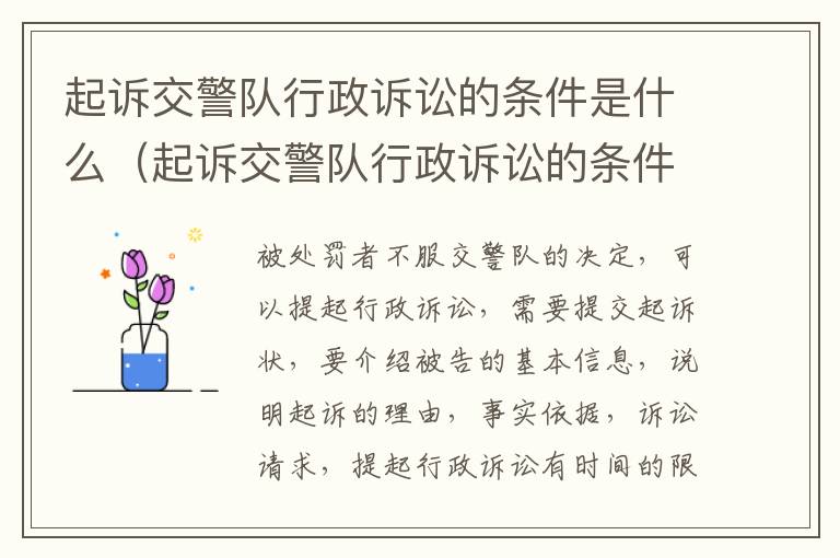 起诉交警队行政诉讼的条件是什么（起诉交警队行政诉讼的条件是什么意思）