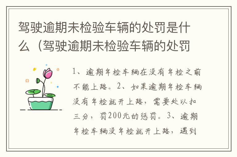 驾驶逾期未检验车辆的处罚是什么（驾驶逾期未检验车辆的处罚是什么标准）