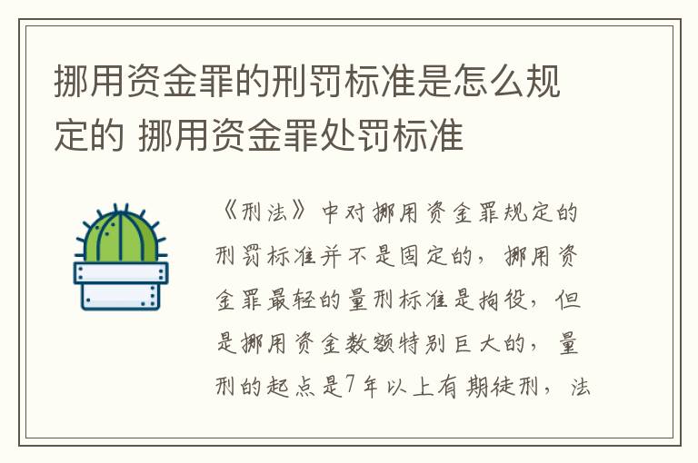 挪用资金罪的刑罚标准是怎么规定的 挪用资金罪处罚标准