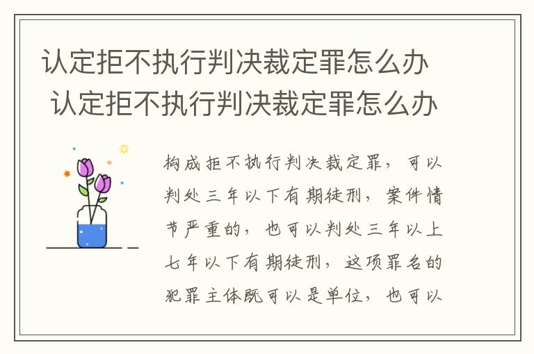 认定拒不执行判决裁定罪怎么办 认定拒不执行判决裁定罪怎么办理
