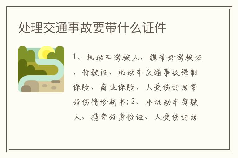 处理交通事故要带什么证件