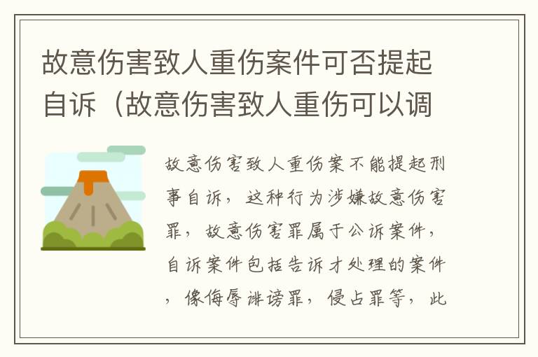 故意伤害致人重伤案件可否提起自诉（故意伤害致人重伤可以调解吗）