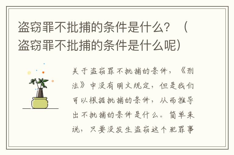 盗窃罪不批捕的条件是什么？（盗窃罪不批捕的条件是什么呢）