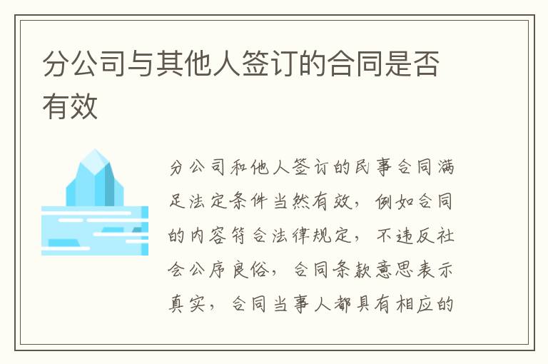 分公司与其他人签订的合同是否有效