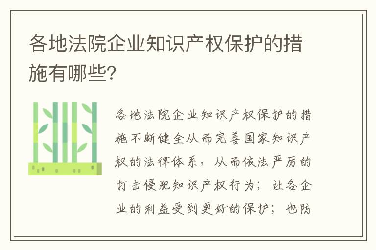 各地法院企业知识产权保护的措施有哪些？