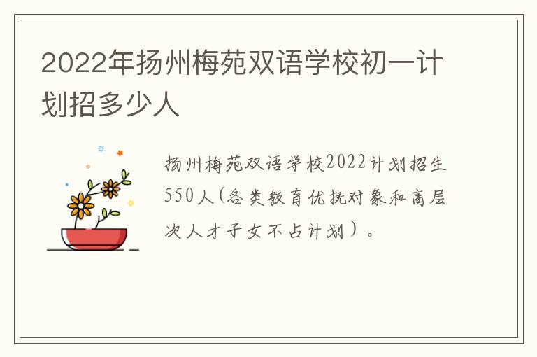 2022年扬州梅苑双语学校初一计划招多少人