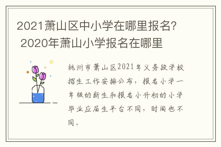 2021萧山区中小学在哪里报名？ 2020年萧山小学报名在哪里
