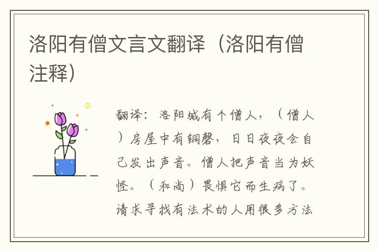 洛阳有僧文言文翻译（洛阳有僧注释）