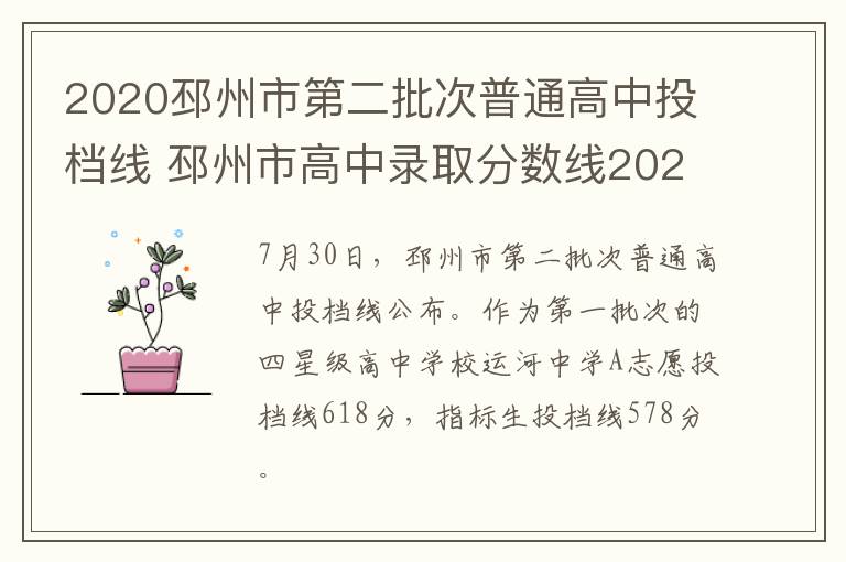 2020邳州市第二批次普通高中投档线 邳州市高中录取分数线2020第一批