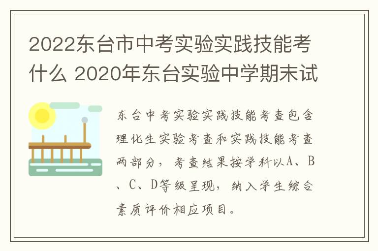 2022东台市中考实验实践技能考什么 2020年东台实验中学期末试卷