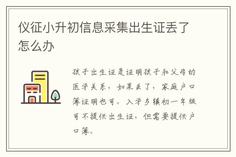 仪征小升初信息采集出生证丢了怎么办