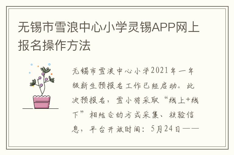 无锡市雪浪中心小学灵锡APP网上报名操作方法