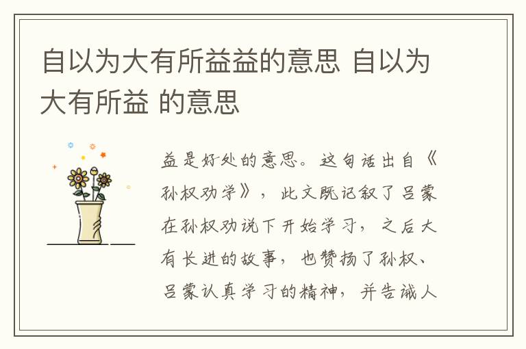 自以为大有所益益的意思 自以为大有所益 的意思