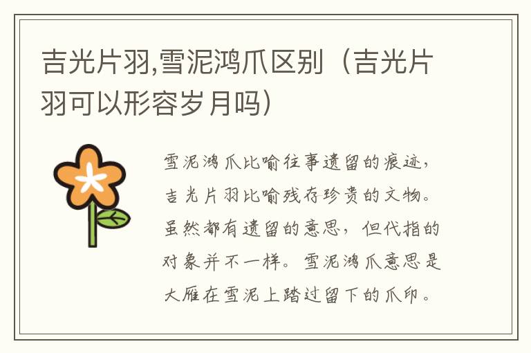 吉光片羽,雪泥鸿爪区别（吉光片羽可以形容岁月吗）