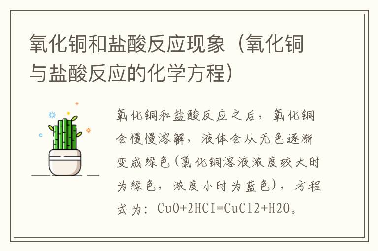 氧化铜和盐酸反应现象（氧化铜与盐酸反应的化学方程）