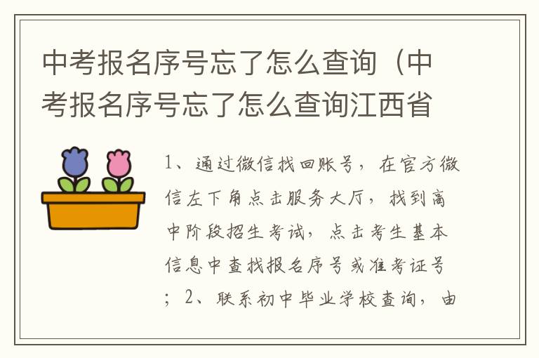 中考报名序号忘了怎么查询（中考报名序号忘了怎么查询江西省）