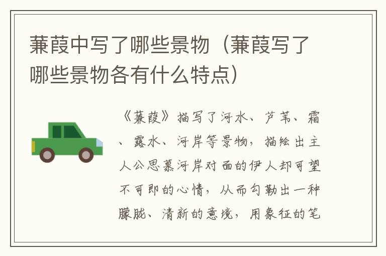 蒹葭中写了哪些景物（蒹葭写了哪些景物各有什么特点）