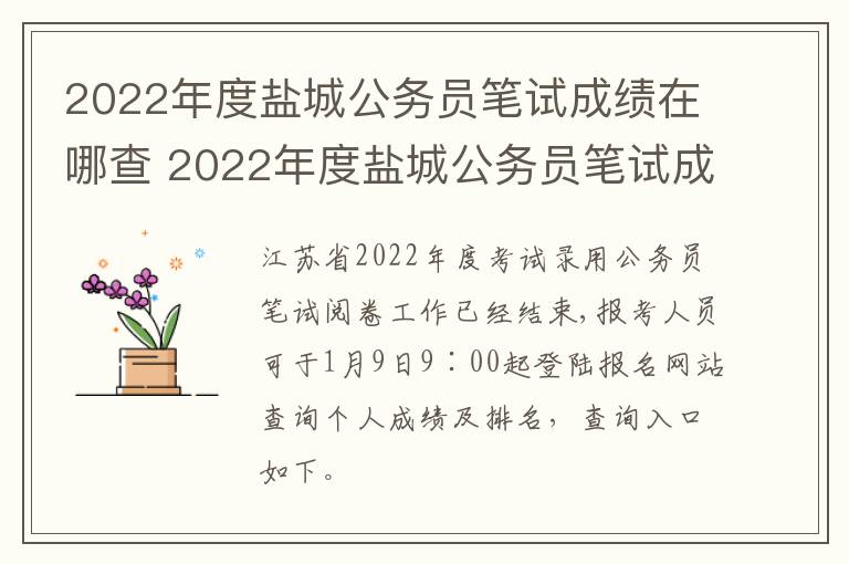 2022年度盐城公务员笔试成绩在哪查 2022年度盐城公务员笔试成绩在哪查啊