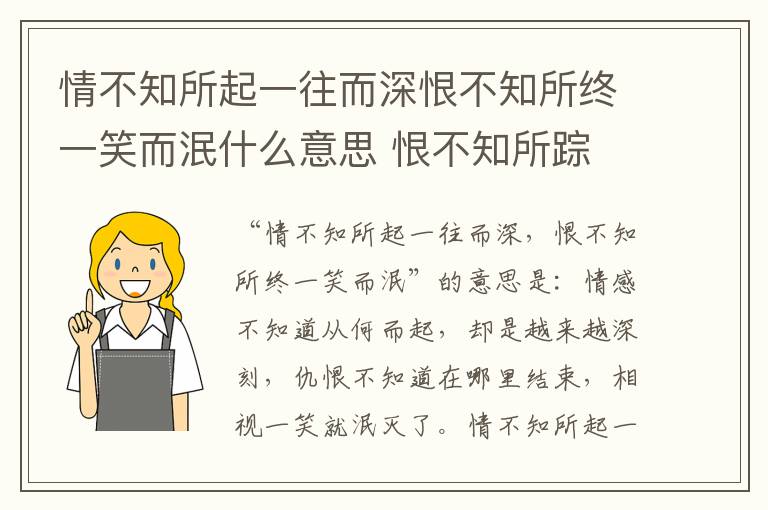 情不知所起一往而深恨不知所终一笑而泯什么意思 恨不知所踪