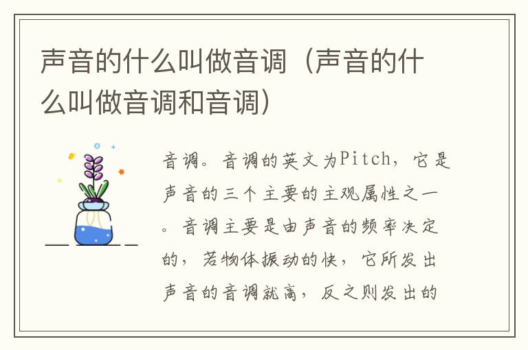 声音的什么叫做音调（声音的什么叫做音调和音调）