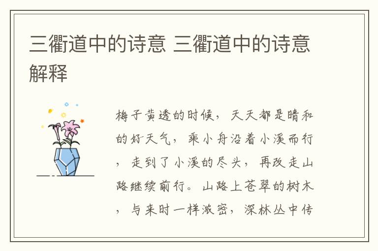 三衢道中的诗意 三衢道中的诗意解释