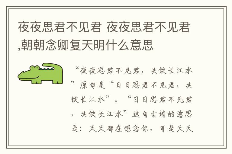 夜夜思君不见君 夜夜思君不见君,朝朝念卿复天明什么意思