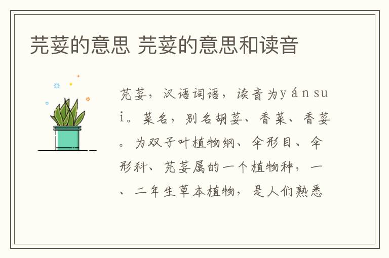 芫荽的意思 芫荽的意思和读音