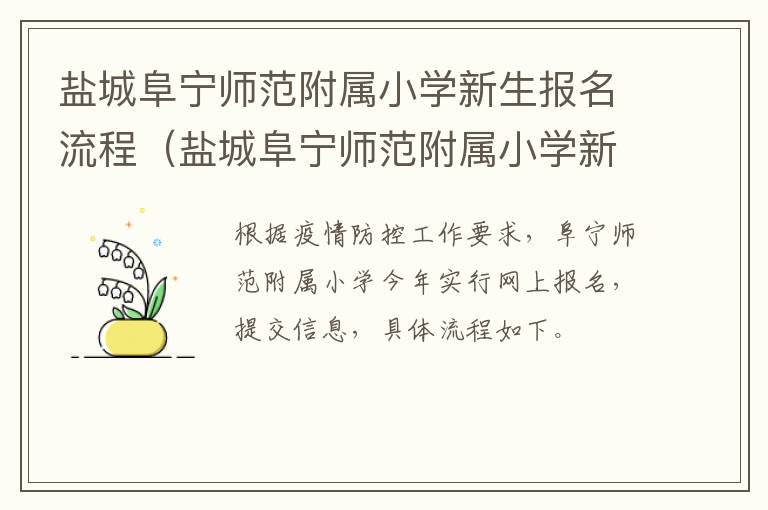 盐城阜宁师范附属小学新生报名流程（盐城阜宁师范附属小学新生报名流程图）